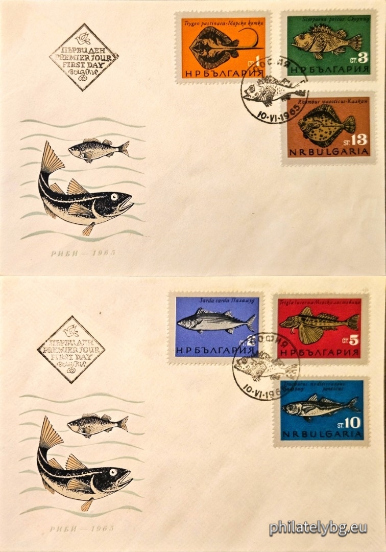 10.06.1965 - „ Черноморски риби . “ - шест пощенски марки.