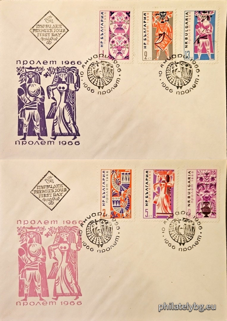 10.01.1966 - „ Пролет 1966. “ - шест пощенски марки.