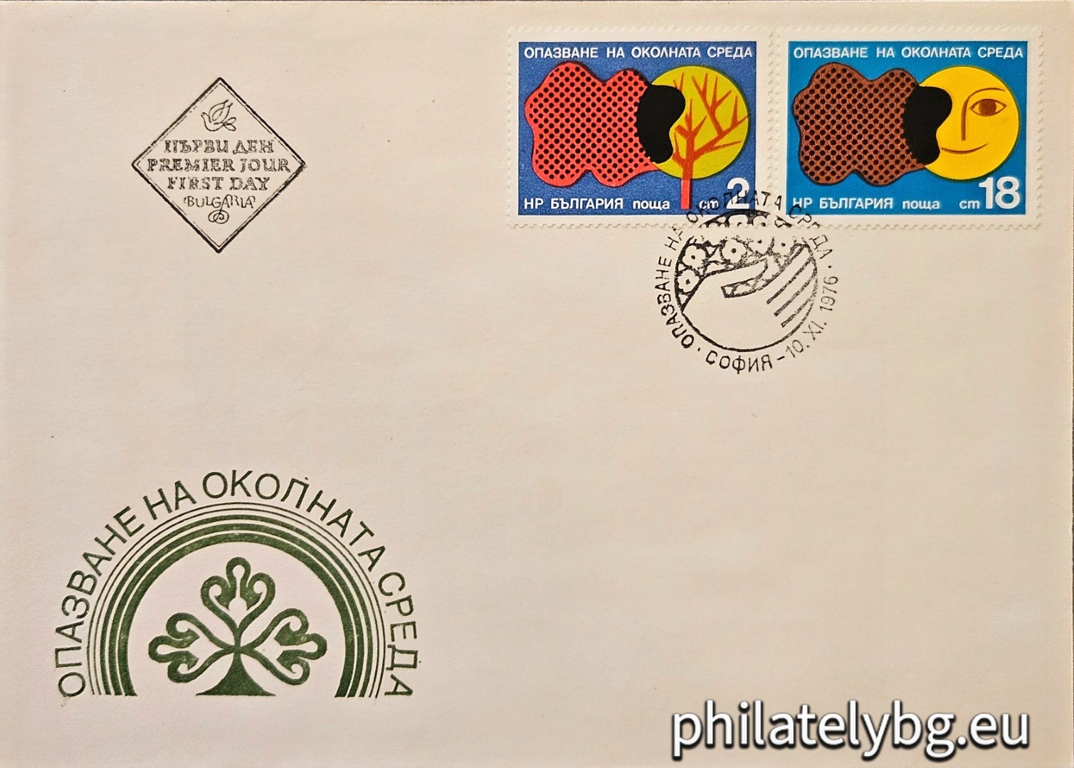 10.11.1976 - „ Опазване на околната среда . “ - две пощенски марки.