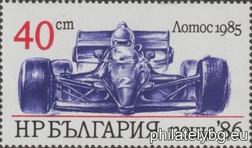 "Sports cars." - six postage stamps.