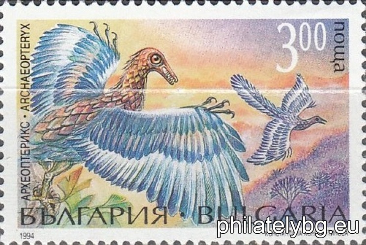 "Fauna - prehistoric animals." - six postage stamps.