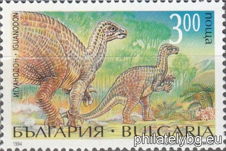 "Fauna - prehistoric animals." - six postage stamps.